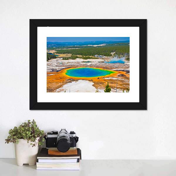 Famous Grand Prismatic Spring Canvas Wall Art-1 Piece-Framed Print-20" x 16"-Tiaracle