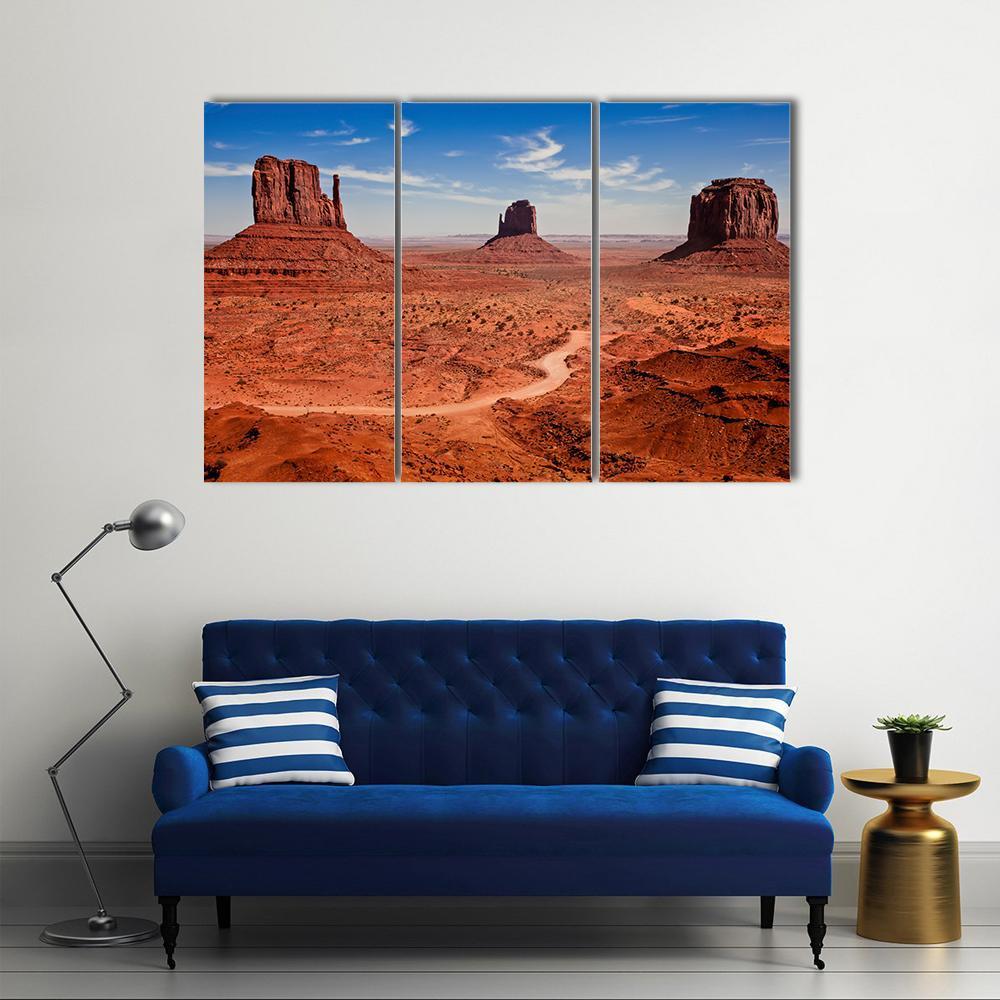 Famous Monuments Valley Canvas Wall Art-3 Horizontal-Gallery Wrap-37" x 24"-Tiaracle