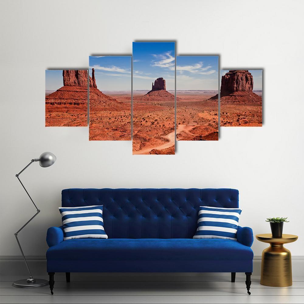 Famous Monuments Valley Canvas Wall Art-5 Star-Gallery Wrap-62" x 32"-Tiaracle