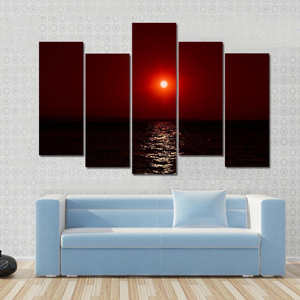 Fantastic Sunset On Mars Canvas Wall Art-5 Pop-Gallery Wrap-47" x 32"-Tiaracle