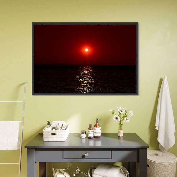 Fantastic Sunset On Mars Canvas Wall Art-1 Piece-Floating Frame-24" x 16"-Tiaracle