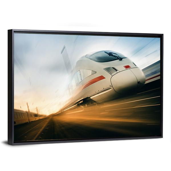 Fast Moving Train Canvas Wall Art-3 Horizontal-Gallery Wrap-25" x 16"-Tiaracle