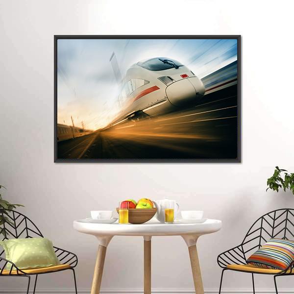 Fast Moving Train Canvas Wall Art-3 Horizontal-Gallery Wrap-25" x 16"-Tiaracle