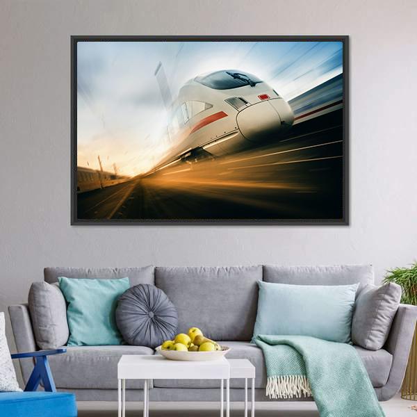 Fast Moving Train Canvas Wall Art-3 Horizontal-Gallery Wrap-25" x 16"-Tiaracle