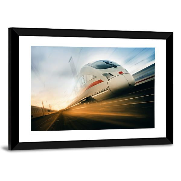 Fast Moving Train Canvas Wall Art-3 Horizontal-Gallery Wrap-25" x 16"-Tiaracle