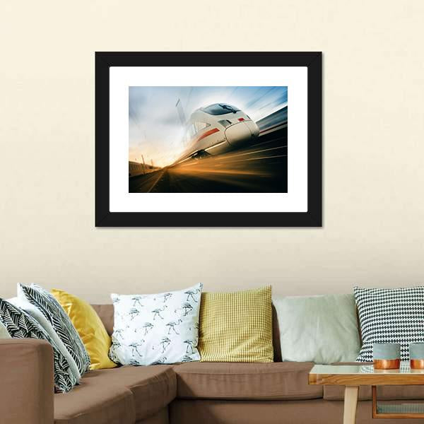 Fast Moving Train Canvas Wall Art-3 Horizontal-Gallery Wrap-25" x 16"-Tiaracle