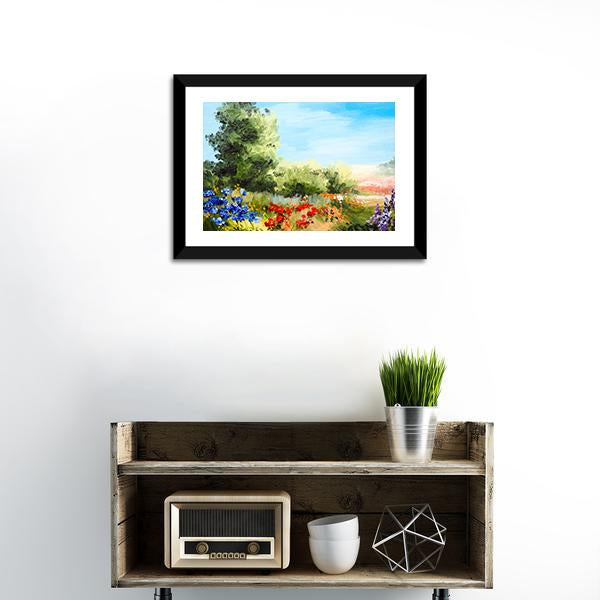 Field Of Flowers Abstract Canvas Wall Art-1 Piece-Framed Print-20" x 16"-Tiaracle