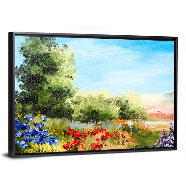 Field Of Flowers Abstract Canvas Wall Art-3 Horizontal-Gallery Wrap-25" x 16"-Tiaracle