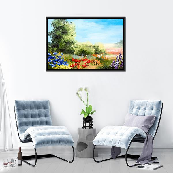 Field Of Flowers Abstract Canvas Wall Art-3 Horizontal-Gallery Wrap-25" x 16"-Tiaracle