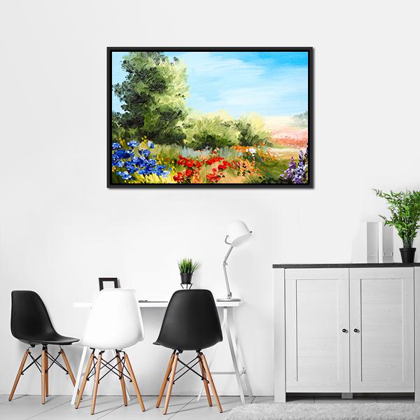 Field Of Flowers Abstract Canvas Wall Art-3 Horizontal-Gallery Wrap-25" x 16"-Tiaracle