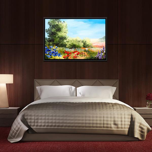 Field Of Flowers Abstract Canvas Wall Art-3 Horizontal-Gallery Wrap-25" x 16"-Tiaracle