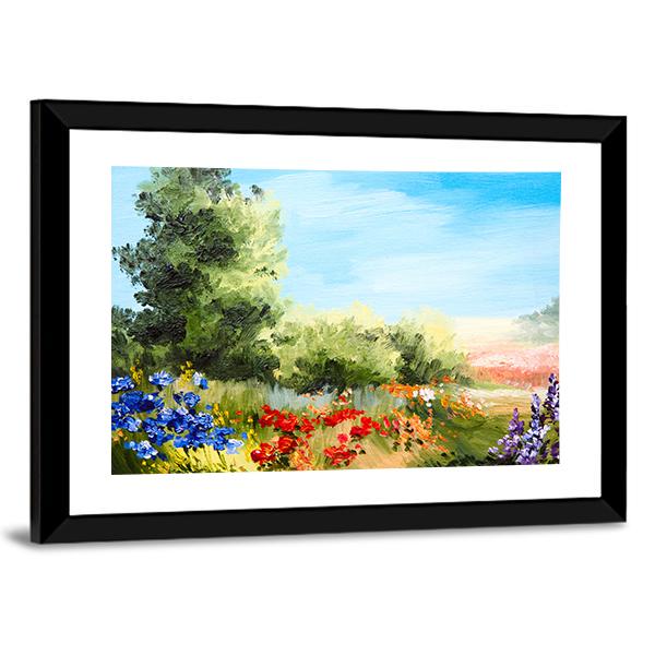 Field Of Flowers Abstract Canvas Wall Art-3 Horizontal-Gallery Wrap-25" x 16"-Tiaracle