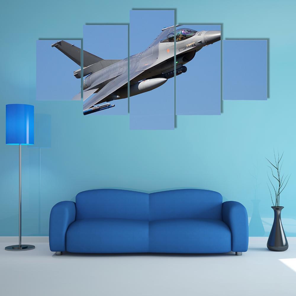 Fighter Jet Canvas Wall Art-5 Star-Gallery Wrap-62" x 32"-Tiaracle