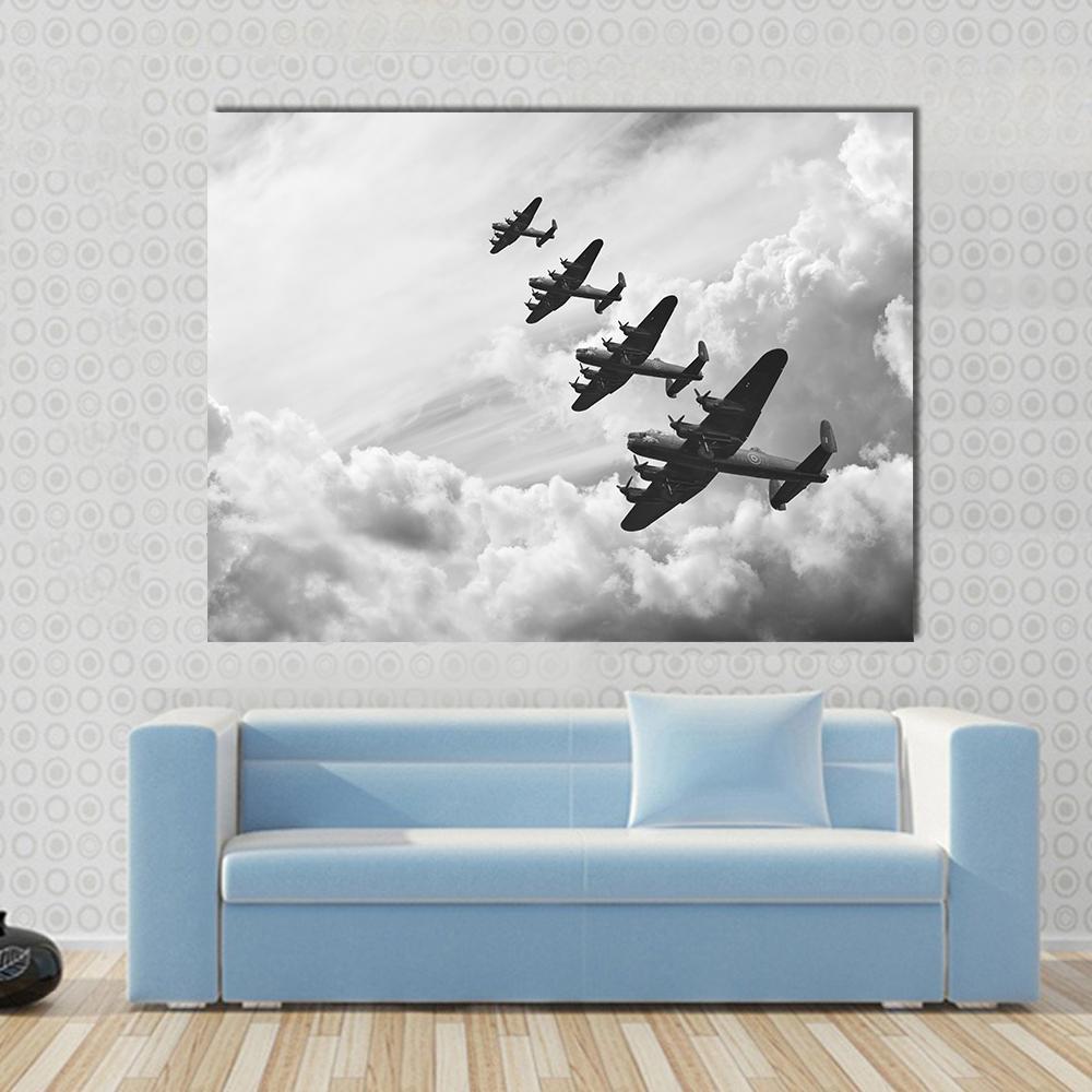 Fighter Jets In World War Canvas Wall Art-1 Piece-Gallery Wrap-48" x 32"-Tiaracle