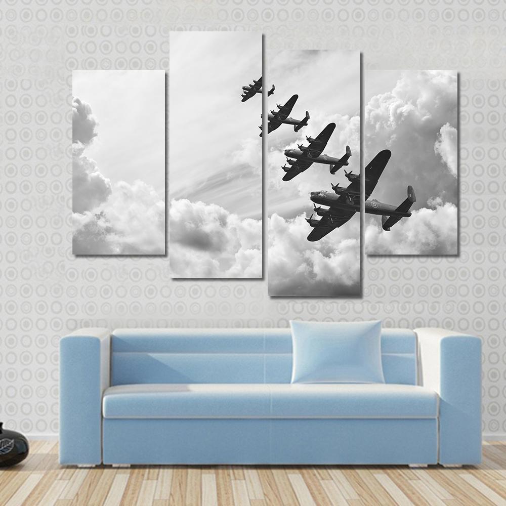 Fighter Jets In World War Canvas Wall Art-4 Pop-Gallery Wrap-50" x 32"-Tiaracle