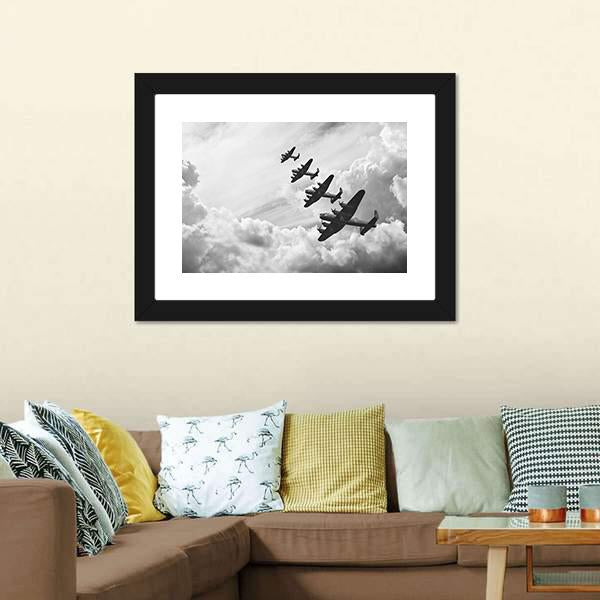 Fighter Jets In World War Canvas Wall Art-3 Horizontal-Gallery Wrap-25" x 16"-Tiaracle