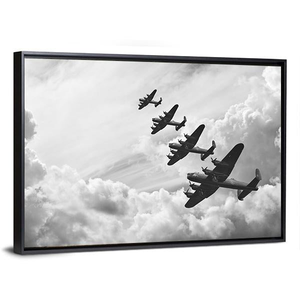 Fighter Jets In World War Canvas Wall Art-3 Horizontal-Gallery Wrap-25" x 16"-Tiaracle