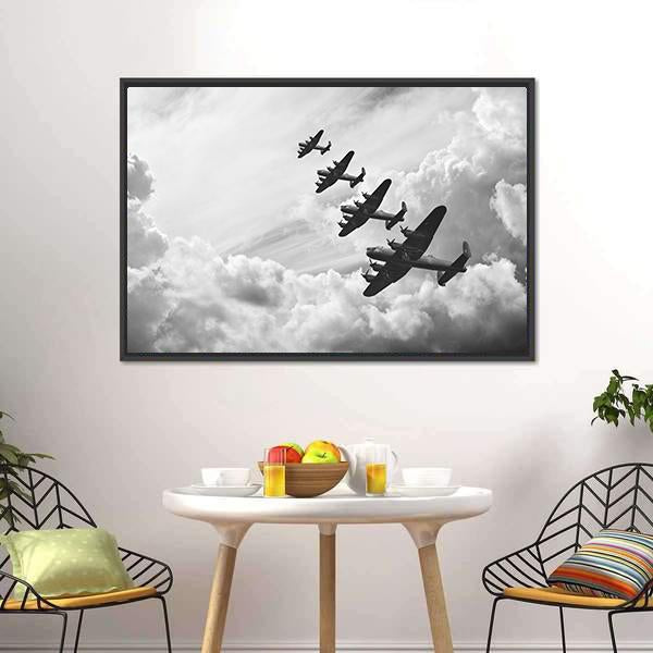 Fighter Jets In World War Canvas Wall Art-3 Horizontal-Gallery Wrap-25" x 16"-Tiaracle