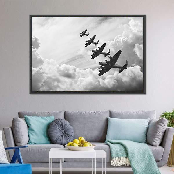 Fighter Jets In World War Canvas Wall Art-3 Horizontal-Gallery Wrap-25" x 16"-Tiaracle