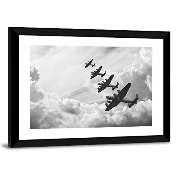 Fighter Jets In World War Canvas Wall Art-3 Horizontal-Gallery Wrap-25" x 16"-Tiaracle