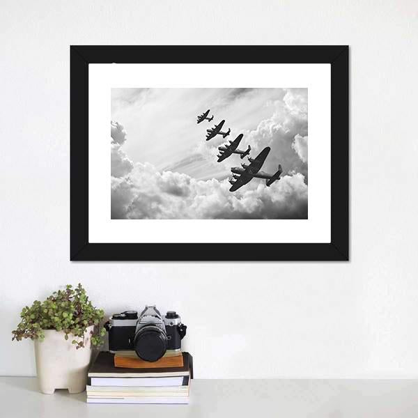 Fighter Jets In World War Canvas Wall Art-1 Piece-Framed Print-20" x 16"-Tiaracle