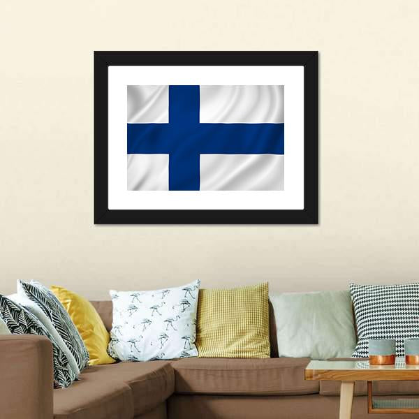 Finland Flag Canvas Wall Art-3 Horizontal-Gallery Wrap-25" x 16"-Tiaracle