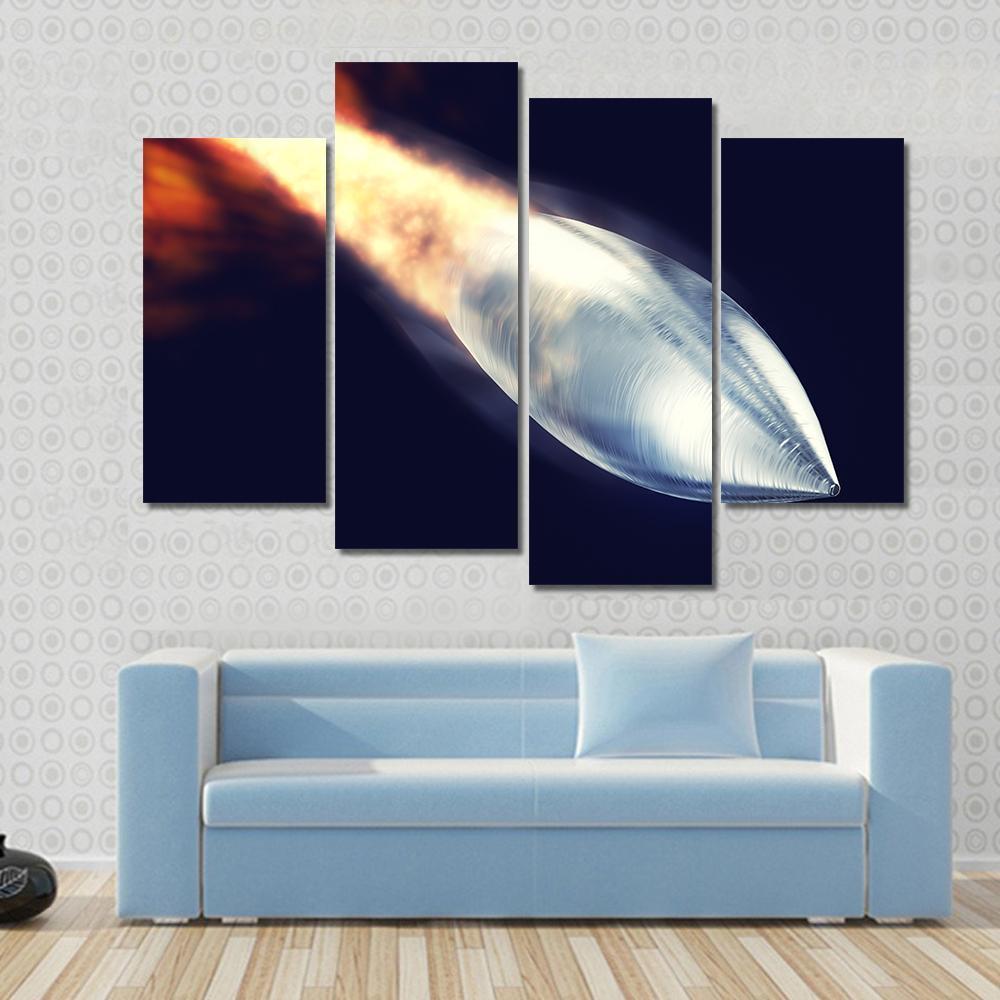 Fired Bullet Closeup Canvas Wall Art-4 Pop-Gallery Wrap-50" x 32"-Tiaracle