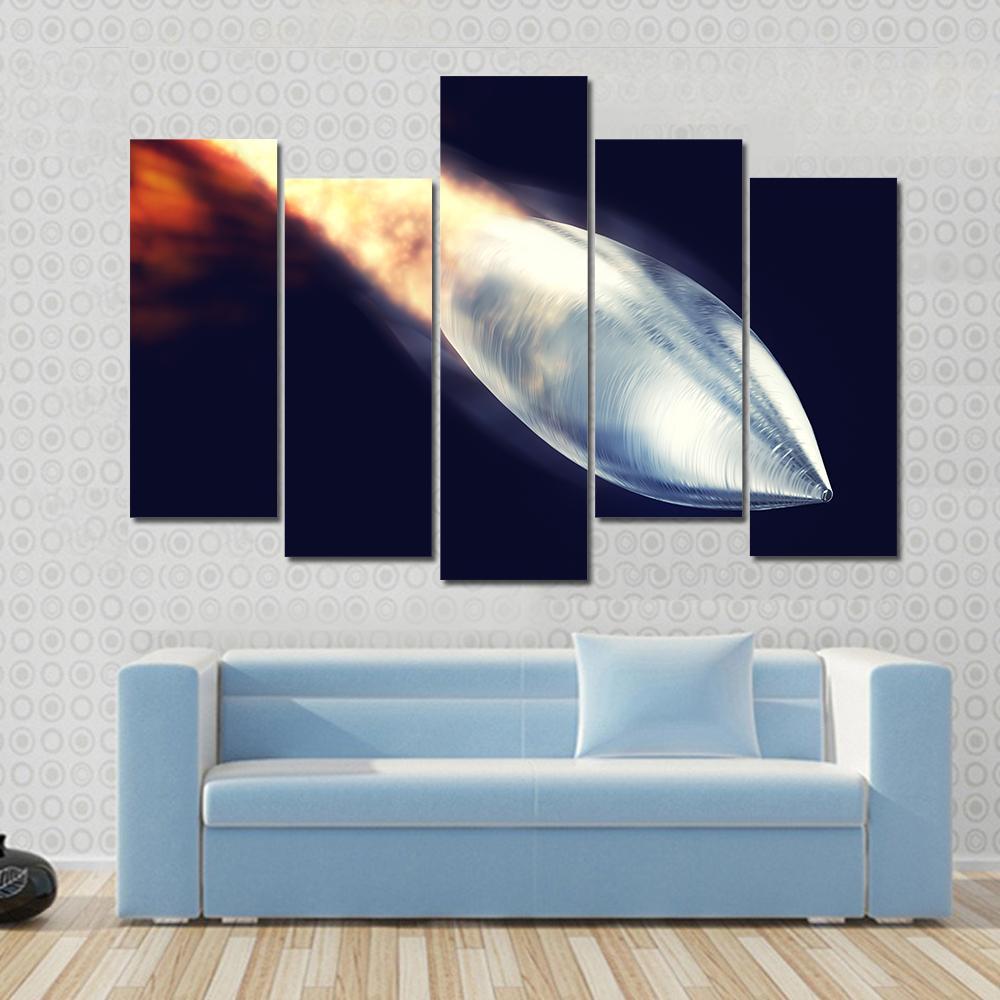 Fired Bullet Closeup Canvas Wall Art-5 Pop-Gallery Wrap-47" x 32"-Tiaracle