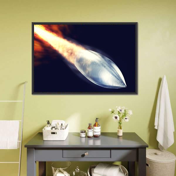 Fired Bullet Closeup Canvas Wall Art-1 Piece-Floating Frame-24" x 16"-Tiaracle