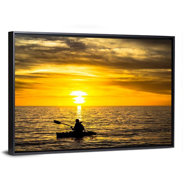 Fisherman In Kayak Canvas Wall Art-3 Horizontal-Gallery Wrap-25" x 16"-Tiaracle