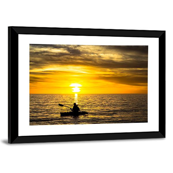 Fisherman In Kayak Canvas Wall Art-3 Horizontal-Gallery Wrap-25" x 16"-Tiaracle