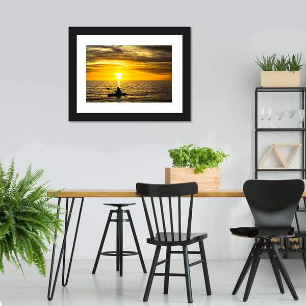 Fisherman In Kayak Canvas Wall Art-3 Horizontal-Gallery Wrap-25" x 16"-Tiaracle