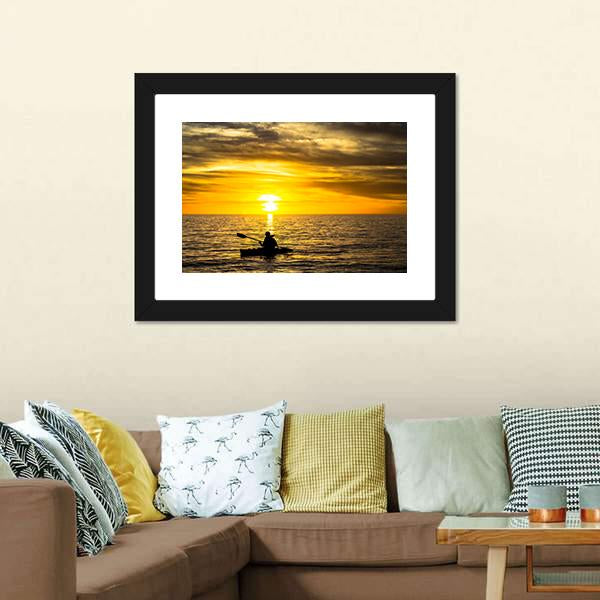 Fisherman In Kayak Canvas Wall Art-3 Horizontal-Gallery Wrap-25" x 16"-Tiaracle