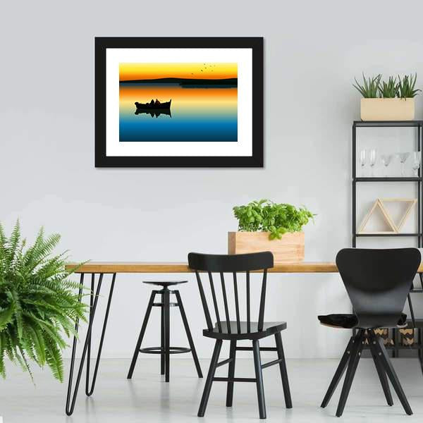 Fishing On Tranquil Lake Canvas Wall Art-3 Horizontal-Gallery Wrap-25" x 16"-Tiaracle