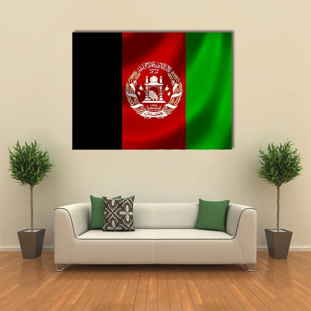 Flag Of Afghanistan Canvas Wall Art-1 Piece-Gallery Wrap-48" x 32"-Tiaracle