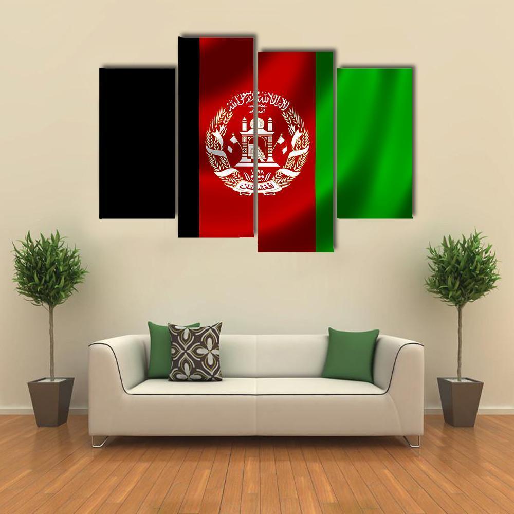 Flag Of Afghanistan Canvas Wall Art-4 Pop-Gallery Wrap-50" x 32"-Tiaracle