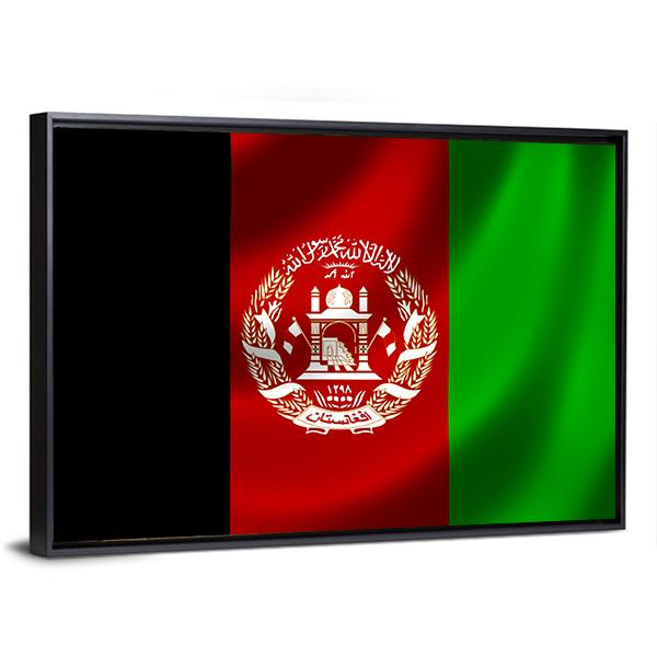 Flag Of Afghanistan Canvas Wall Art-3 Horizontal-Gallery Wrap-25" x 16"-Tiaracle