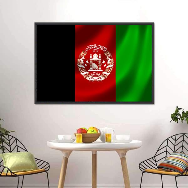 Flag Of Afghanistan Canvas Wall Art-3 Horizontal-Gallery Wrap-25" x 16"-Tiaracle