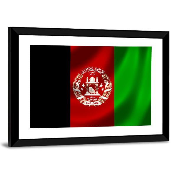 Flag Of Afghanistan Canvas Wall Art-3 Horizontal-Gallery Wrap-25" x 16"-Tiaracle