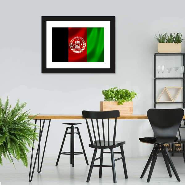 Flag Of Afghanistan Canvas Wall Art-3 Horizontal-Gallery Wrap-25" x 16"-Tiaracle