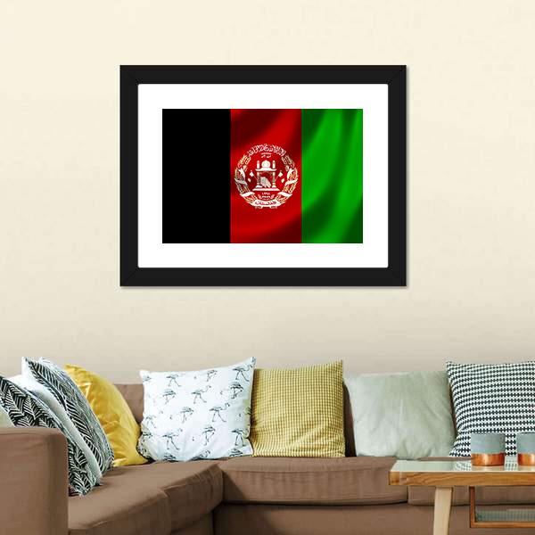 Flag Of Afghanistan Canvas Wall Art-3 Horizontal-Gallery Wrap-25" x 16"-Tiaracle