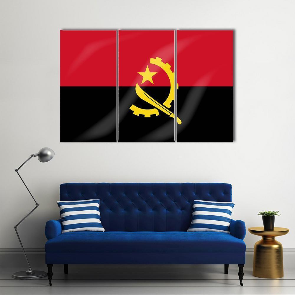 Flag Of Angola Canvas Wall Art-3 Horizontal-Gallery Wrap-37" x 24"-Tiaracle