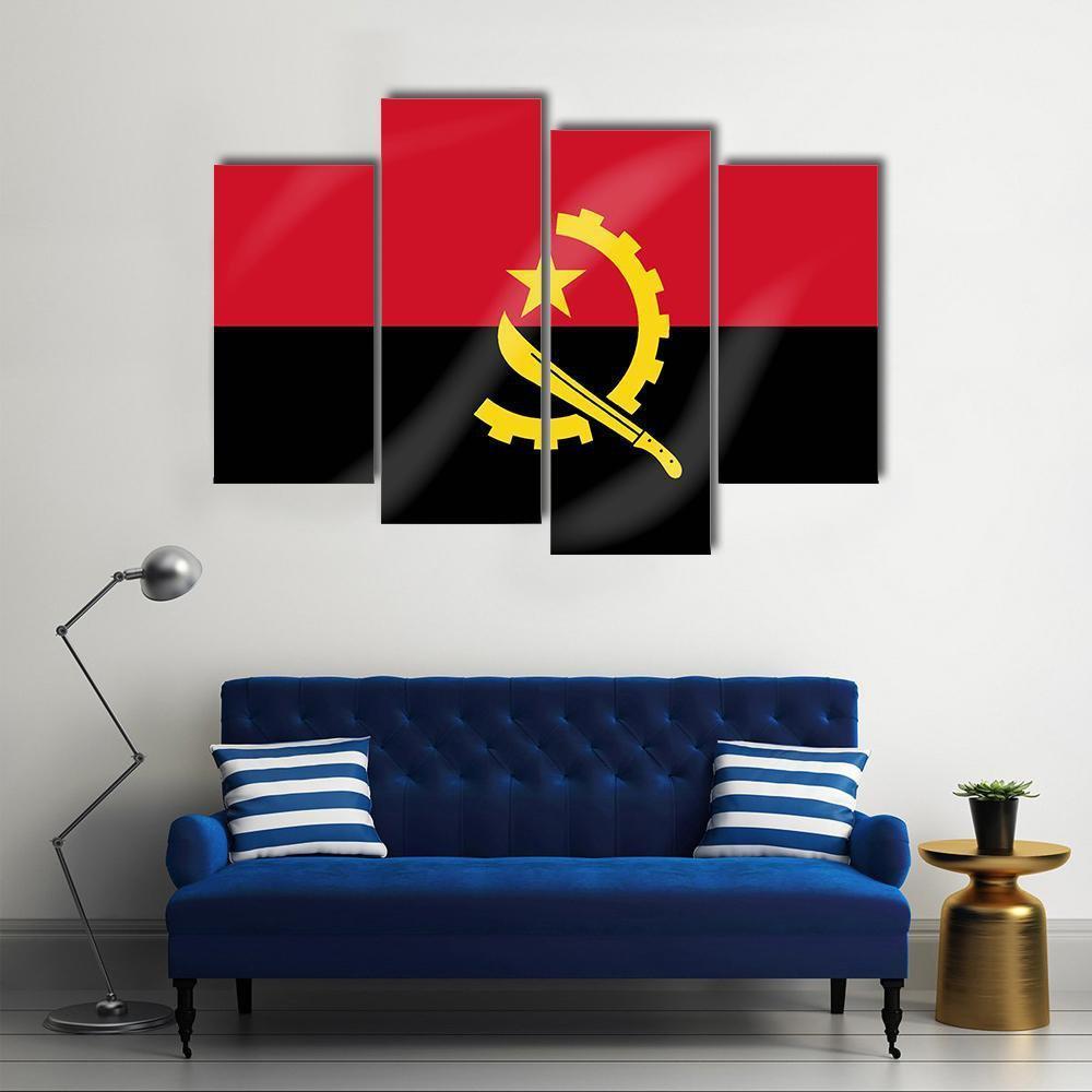 Flag Of Angola Canvas Wall Art-4 Pop-Gallery Wrap-50" x 32"-Tiaracle