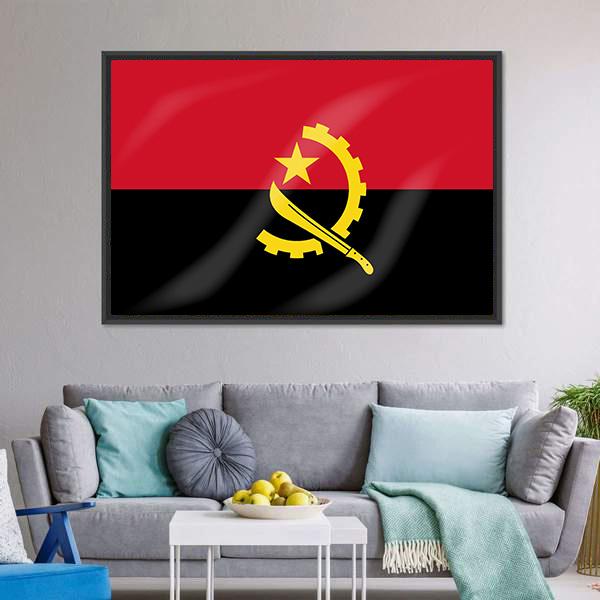 Flag Of Angola Canvas Wall Art-3 Horizontal-Gallery Wrap-25" x 16"-Tiaracle