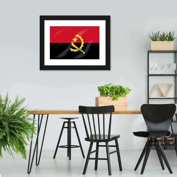 Flag Of Angola Canvas Wall Art-3 Horizontal-Gallery Wrap-25" x 16"-Tiaracle