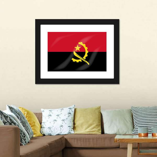 Flag Of Angola Canvas Wall Art-3 Horizontal-Gallery Wrap-25" x 16"-Tiaracle