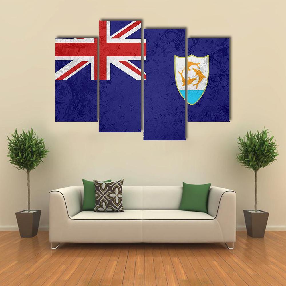 Flag Of Anguilla Canvas Wall Art-4 Pop-Gallery Wrap-50" x 32"-Tiaracle