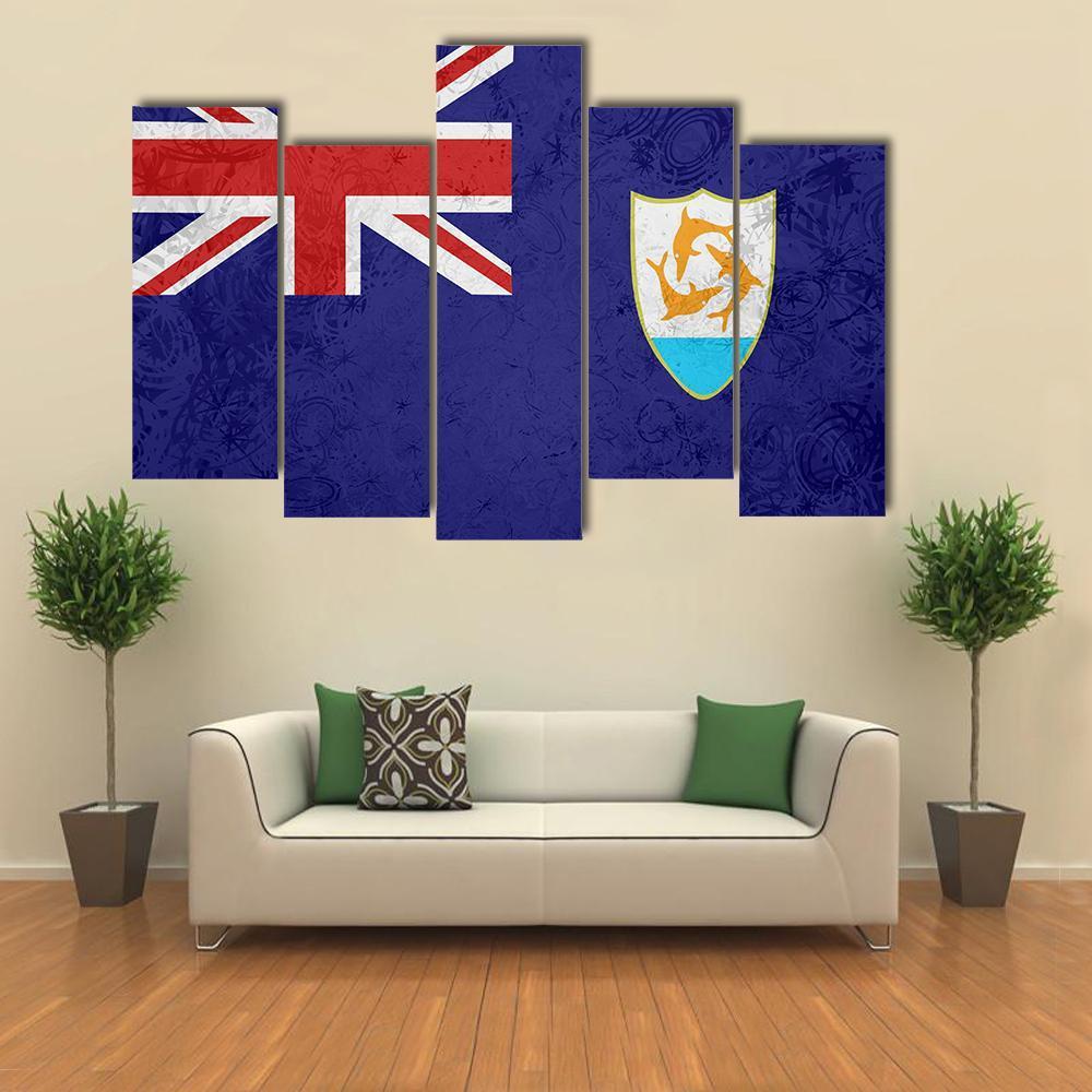 Flag Of Anguilla Canvas Wall Art-5 Pop-Gallery Wrap-47" x 32"-Tiaracle