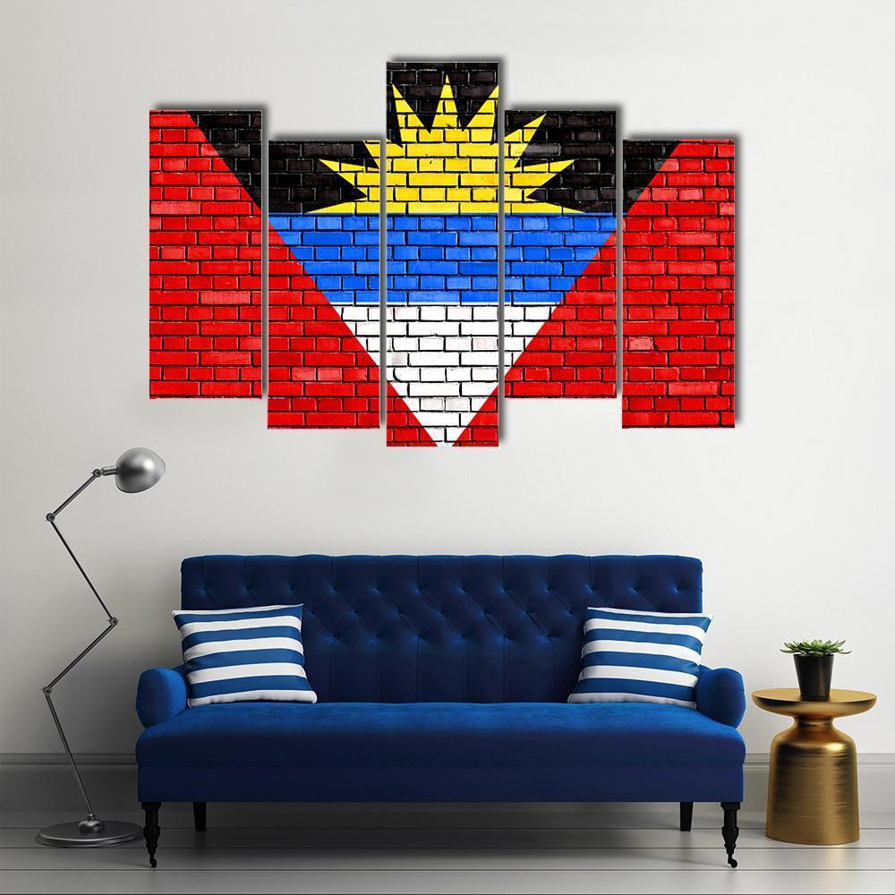 Flag Of Antigua And Barbuda Canvas Wall Art-5 Pop-Gallery Wrap-47" x 32"-Tiaracle
