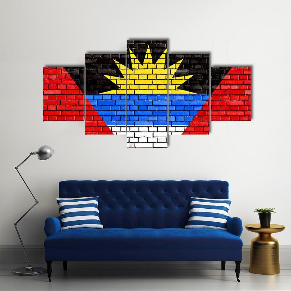 Flag Of Antigua And Barbuda Canvas Wall Art-5 Star-Gallery Wrap-62" x 32"-Tiaracle